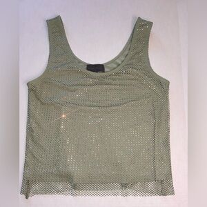 Sunday in Brooklyn Anthropologie Sparkling Sage Green Mesh Tank Top